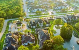 aerial view of Houston TX. suburb